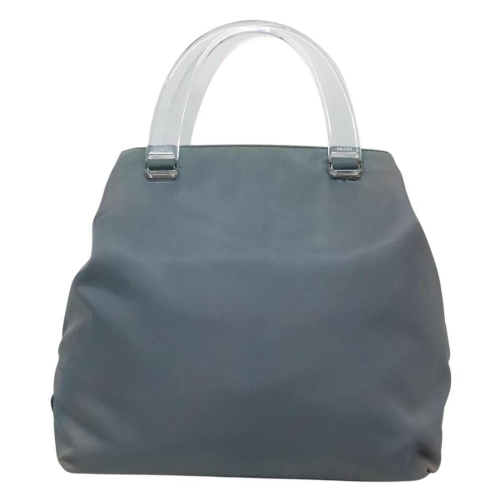 PRADA Hand Bag Nylon plastic Light Blue Silver clear Auth fm4546 - Picture 13 of 16